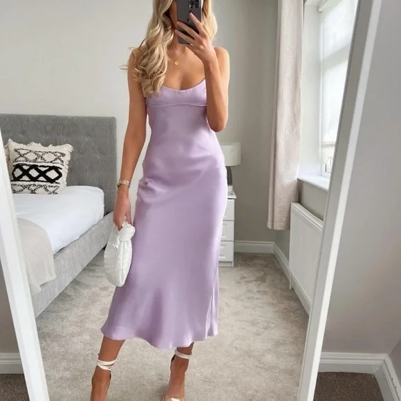 Zara | Dresses | Zara Satin Cut Out Midi Dressdid Not Fit Me